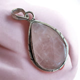 Rose Quartz Solid 925 Sterling Silver Pendant