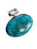 Shattuckite & Moonstone Solid 925 Sterling Silver Pendant