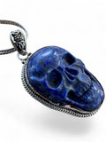 Skull Blue Lapis Solid 925 Sterling Silver Pendant with chain