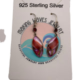 Kingman Pink Dahlia Turquoise & Garnet Solid 925 Sterling Silver Earrings
