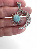 Larimar Sun & Moon Silver Overlay Pendant