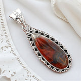 Red Moss Agate Solid 925 Sterling Silver Pendant