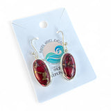 Kingman Red Rose Dahlia Solid 925 Sterling Silver Earrings