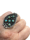 Kingman Turquoise Solid 925 Sterling Silver Ring ADJ