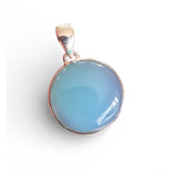 Aqua Blue Chalcedony Solid 925 Sterling Silver Pendant