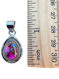 Kingman Pink Dahlia Turquoise Solid 925 Sterling Silver Pendant