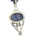 Blue Lace Agate & Moonstone Solid 925 Sterling Silver Pendant Beaded Necklace