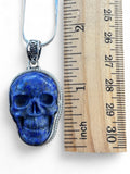 Skull Blue Lapis Solid 925 Sterling Silver Pendant with chain