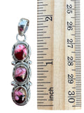 Triple Kingman Red Rose Dahlia Solid 925 Sterling Silver Pendant