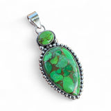 Kingman Green Mojave Turquoise Solid 925 Sterling Silver Pendant