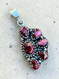 Kingman Red Rose Dahlia Half Flower Solid 925 Sterling Silver Pendant