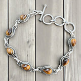 Tiger Eye Solid 925 Sterling Silver Bracelet
