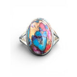 Kingman Pink Dahlia Turquoise Solid 925 Sterling Silver Ring 9