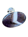 Chevron Amethyst & Moonstone Solid 925 Sterling Silver Pendant