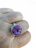 Pink Dendritic Opal Solid 925 Sterling Silver Ring 10