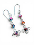 Kingman Pink Dahlia Turquoise Solid 925 Sterling Silver Earrings