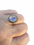 Rainbow Moonstone Solid 925 Sterling Silver Ring 7