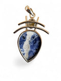 Sodalite & Pearl Solid 925 Sterling Silver Pendant