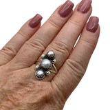 Triple Pearl Solid 925 Sterling Silver Ring 6