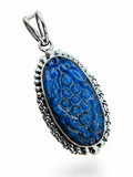 Carved Labradorite Solid 925 Sterling Silver Pendant