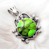 Green Mojave Turquoise Solid 925 Sterling Silver Pendant