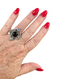 Black Onyx & Moonstone Solid 925 Sterling Silver Ring 6