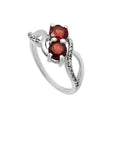 Garnet & White Topaz Solid 925 Sterling Silver Ring 6