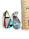 Zuni Inlay Solid 925 Sterling Silver Earrings