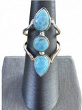 Caribbean Larimar Solid 925 Sterling Silver Ring 7