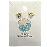 Citrine & White Topaz Solid 925 Sterling Silver Earrings