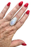 Faceted Rainbow Moonstone Solid 925 Sterling Silver Ring 9