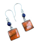 Sponge Coral & Lapis Solid 925 Sterling Silver Earrings