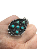 Kingman Turquoise Solid 925 Sterling Silver Ring ADJ