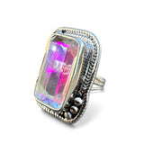Mercury Mystic Topaz Solid 925 Sterling Silver Ring 7.5