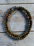 Unakite 4 mm Beaded Necklace