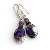 Kingman Purple Dahlia Solid 925 Sterling Silver Earrings