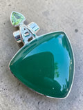 Green Onyx & Peridot Solid 925 Sterling Silver Pendant