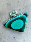 Malachite & Peridot Solid 925 Sterling Silver Pendant