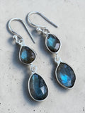 Faceted Labradorite Solid 925 Sterling Silver Earrings