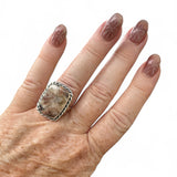 Crazy Lace Agate square Solid 925 Sterling Silver Ring 6.5