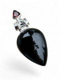 Black Onyx & Garnet Solid 925 Sterling Silver Pendant