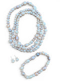 Freshwater Pearl Necklace Bracelet Earrings Set - pink purple
