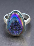 Titanium Druzy Solid 925 Sterling Silver Ring 7