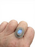 Rainbow Moonstone Solid 925 Sterling Silver Ring 9