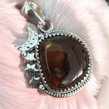 MOON Mexican Fire Opal Solid 925 Sterling Silver Pendant
