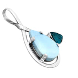 Owyhee Opal & Neon Apatite Solid 925 Sterling Silver Pendant