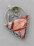 Red Rainbow Jasper Silver Overlay Pendant