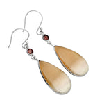 Orange Aventurine & Garnet Solid 925 Sterling Silver Earrings