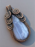 Blue Lace Agate Copper Wrapped Pendant