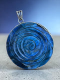 Rose carved Labradorite Solid 925 Sterling Silver Pendant